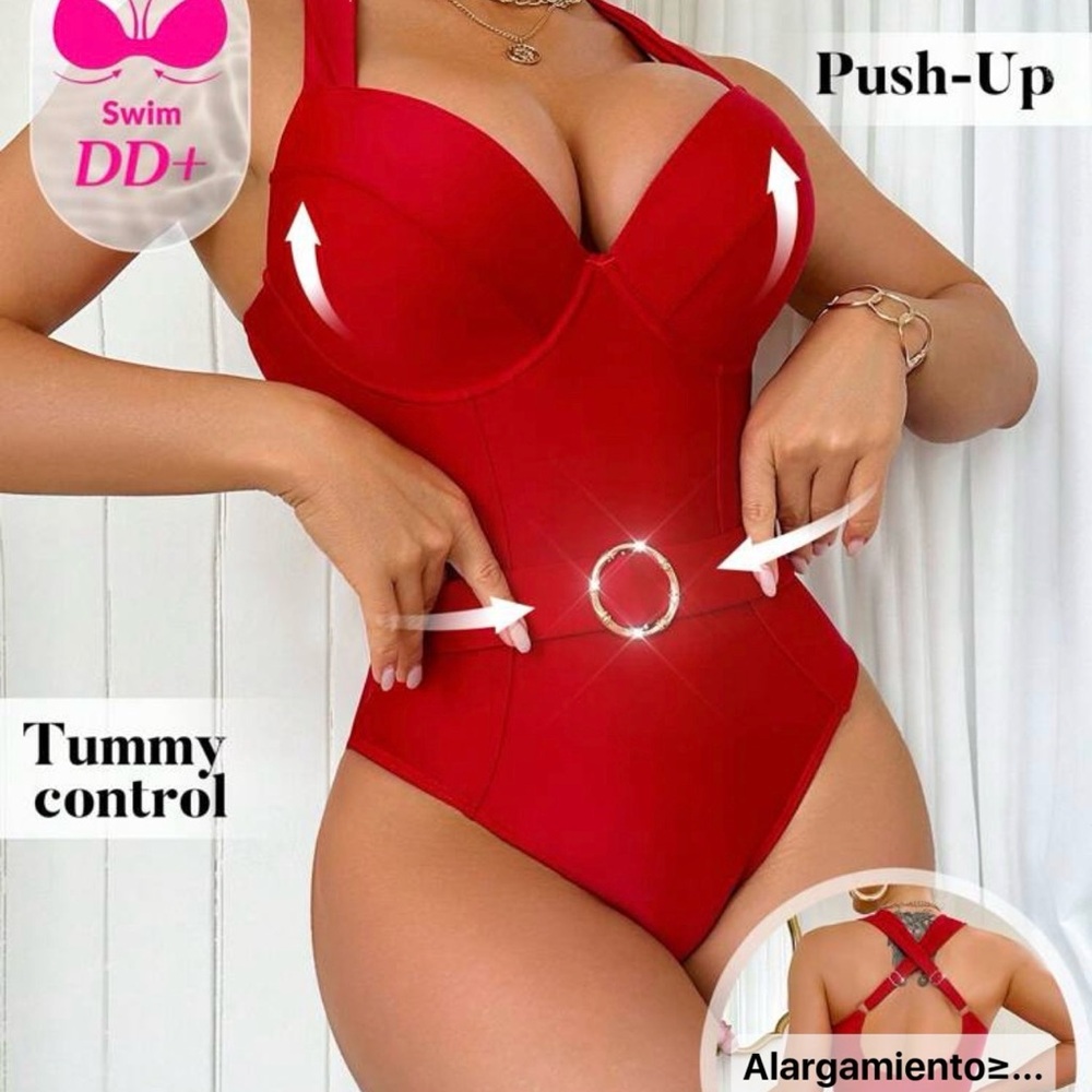 SHEIN Red Push-Up One Piece Swimsuit . NEW